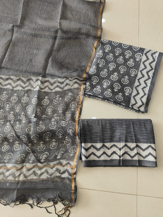 JAIPURI BLOCK PRINTED COTTON SUIT WITH KOTA DUPPATA (CKS163)