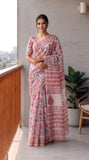 HAND BLOCK BAGRU PRINTED KOTA DORIYA SAREE WITH MULMUL BLOUSE (KDS37)