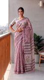 HAND BLOCK BAGRU PRINTED KOTA DORIYA SAREE WITH MULMUL BLOUSE (KDS146)