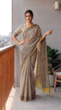 HAND BLOCK BAGRU PRINTED KOTA DORIYA SAREE WITH MULMUL BLOUSE (KDS148)