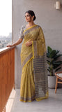 HAND BLOCK BAGRU PRINTED KOTA DORIYA SAREE WITH MULMUL BLOUSE (KDS153)