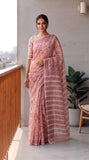 HAND BLOCK BAGRU PRINTED KOTA DORIYA SAREE WITH MULMUL BLOUSE (KDS154)