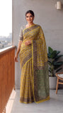 HAND BLOCK BAGRU PRINTED KOTA DORIYA SAREE WITH MULMUL BLOUSE (KDS155)
