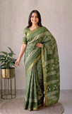 Jaipuri Hand Block Bagru Printed Maheshwari Silk Saree With Blouse (MSS177)