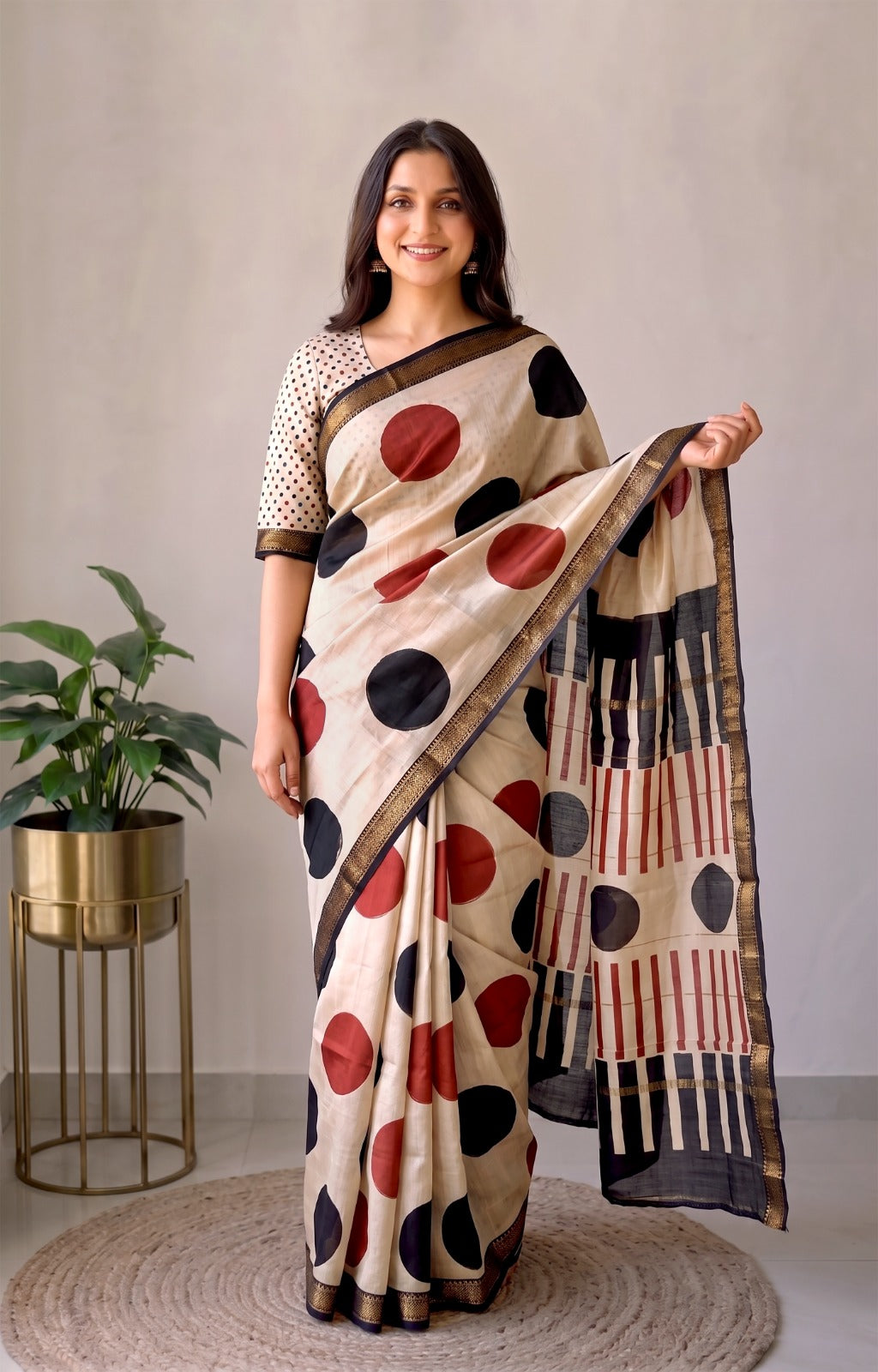Jaipuri Hand Block Bagru Printed Maheshwari Silk Saree With Blouse (MSS175)