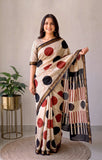 Jaipuri Hand Block Bagru Printed Maheshwari Silk Saree With Blouse (MSS175)