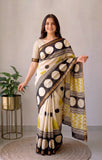 Jaipuri Hand Block Bagru Printed Maheshwari Silk Saree With Blouse (MSS173)