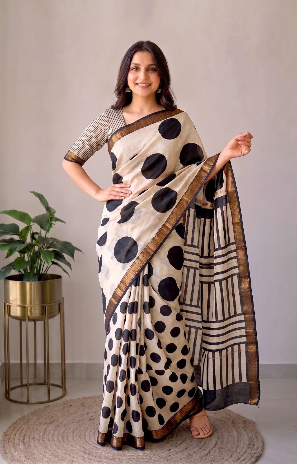 Jaipuri Hand Block Bagru Printed Maheshwari Silk Saree With Blouse (MSS176)