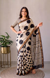 Jaipuri Hand Block Bagru Printed Maheshwari Silk Saree With Blouse (MSS176)