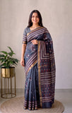 Jaipuri Hand Block Bagru Printed Maheshwari Silk Saree With Blouse (MSS183)