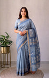 Jaipuri Hand Block Bagru Printed Maheshwari Silk Saree With Blouse (MSS178)