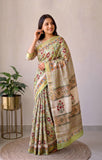 Jaipuri Hand Block Bagru Printed Maheshwari Silk Saree With Blouse (MSS185)