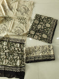 HAND BLOCK PRINTED COTTON 3-PIS SUIT WITH MULMUL DUPPATA (CMS197)