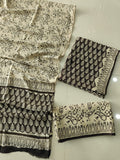 HAND BLOCK PRINTED COTTON 3-PIS SUIT WITH MULMUL DUPPATA (CMS196)