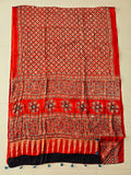 MIRROR WORK HAND BLOCK AJRAKH MODAL SILK SAREE WITH BLOUSE (CIV33)