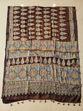 MIRROR WORK HAND BLOCK AJRAKH MODAL SILK SAREE WITH BLOUSE (CIV35)