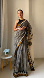 Jaipuri Hand Block Bagru Printed Maheshwari Silk Saree With Blouse (MSS182)