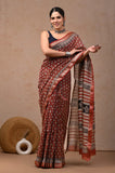 Jaipuri Hand Block Bagru Printed Maheshwari Silk Saree With Blouse (MSS204)