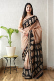Jaipuri Hand Block Bagru Printed Maheshwari Silk Saree With Blouse (MSS205)