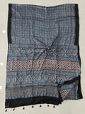 HAND BLOCK PRINTED AJARKH MODAL SILK SAREE (CIG132)