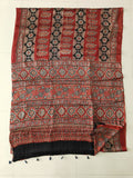 HAND BLOCK PRINTED AJARKH MODAL SILK SAREE (CIG137)