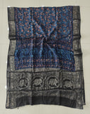 AJRAKH PRINTED PURE DOLA SILK SAREE WITH BLOUSE (MS71)