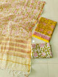 HAND BLOCK PRINTED KOTA DORIYA SUIT WITH KOTA DORIYA DUPPATA (FKS191)