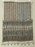 MIRROR WORK HAND BLOCK AJRAKH MODAL SILK SAREE WITH BLOUSE (CIV36)