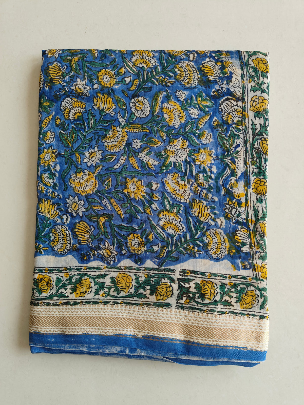 Jaipuri Hand Block Bagru Printed Maheshwari Silk Saree With Blouse (MSS211)