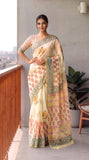 Hand Brush Painted Chiffon Saree with Blouse ( CIA109)