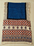 HAND BLOCK PRINTED  BANDHEJ AJRAKH MODAL SILK SAREE (CIX21)