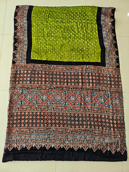 HAND BLOCK PRINTED  BANDHEJ AJRAKH MODAL SILK SAREE (CIX23)
