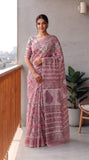 HAND BLOCK BAGRU PRINTED KOTA DORIYA SAREE WITH MULMUL BLOUSE (KDS169)