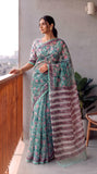 HAND BLOCK BAGRU PRINTED KOTA DORIYA SAREE WITH MULMUL BLOUSE (KDS168)