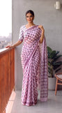 Premium Hand-Block Printed Jaipuri Georgette Sarees (LHI14)