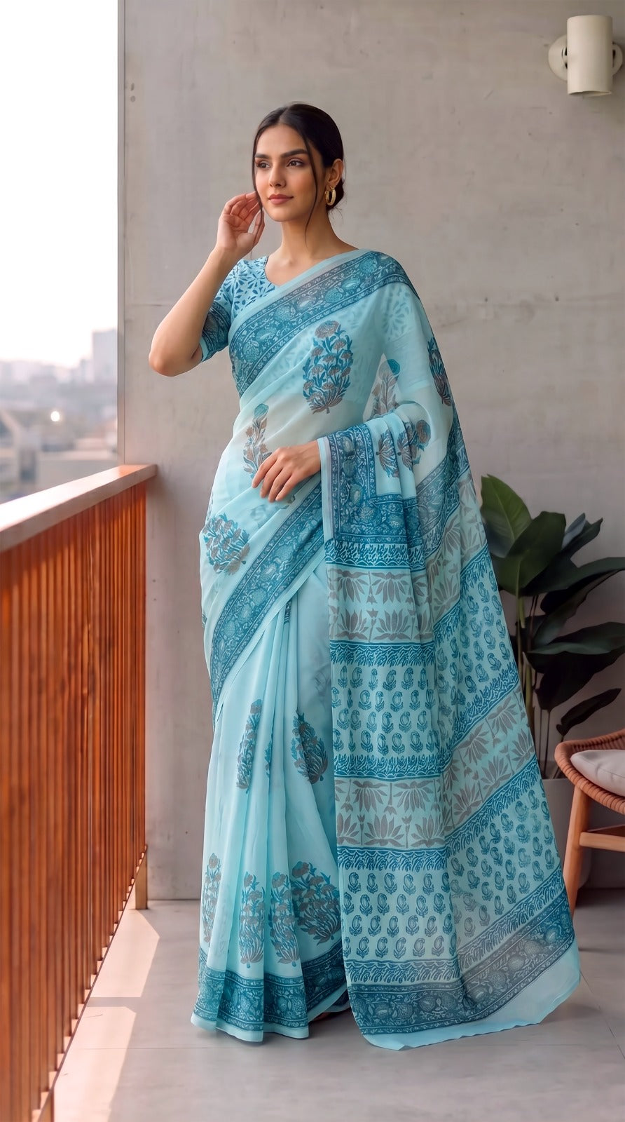 Premium Hand-Block Printed Jaipuri Georgette Sarees (LHI20)