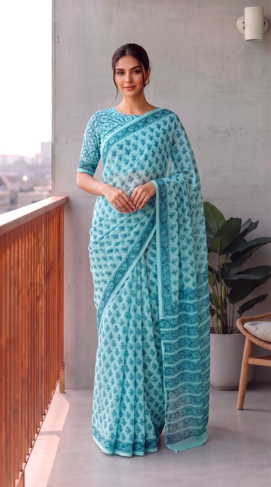 Premium Hand-Block Printed Jaipuri Georgette Sarees (LHI21)