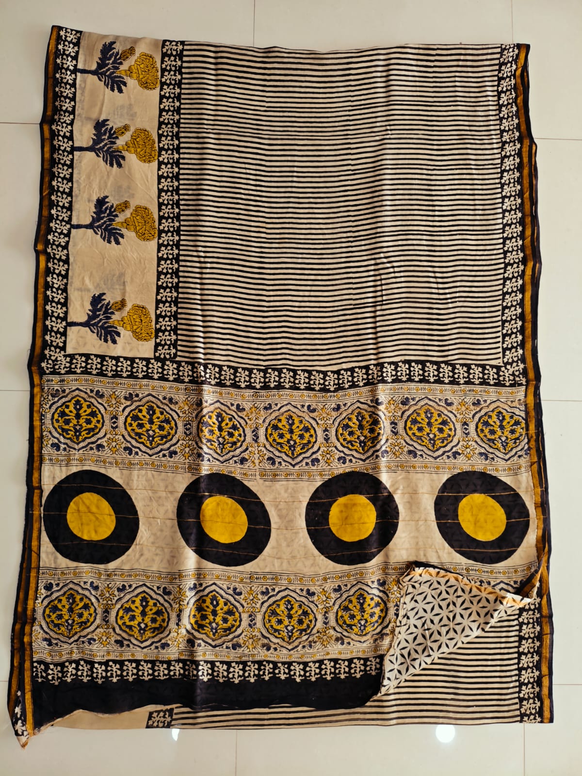 Bagru Hand Block Printed Chanderi Silk Saree with Blouse (CSS144)