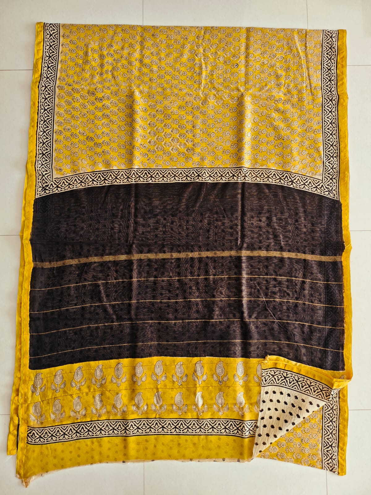 Bagru Hand Block Printed Chanderi Silk Saree with Blouse (CSS145)