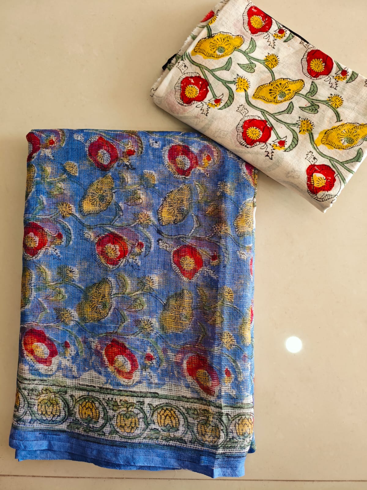 HAND BLOCK BAGRU PRINTED KOTA DORIYA SAREE WITH MULMUL BLOUSE (KDS170)