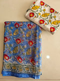 HAND BLOCK BAGRU PRINTED KOTA DORIYA SAREE WITH MULMUL BLOUSE (KDS170)