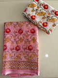 HAND BLOCK BAGRU PRINTED KOTA DORIYA SAREE WITH MULMUL BLOUSE (KDS172)