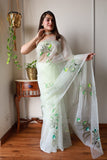 HAND BURSH PAINTED ORGANZA SILK SAREE WITH BLOUSE (CIB60)