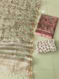 HAND BLOCK PRINTED KOTA DORIYA SUIT WITH KOTA DORIYA DUPPATA (FKS198)