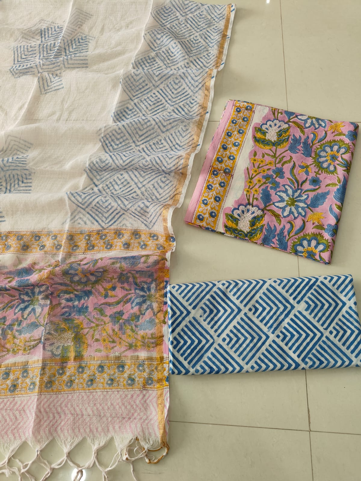 JAIPURI BLOCK PRINTED COTTON SUIT WITH KOTA DUPPATA (CKS178)