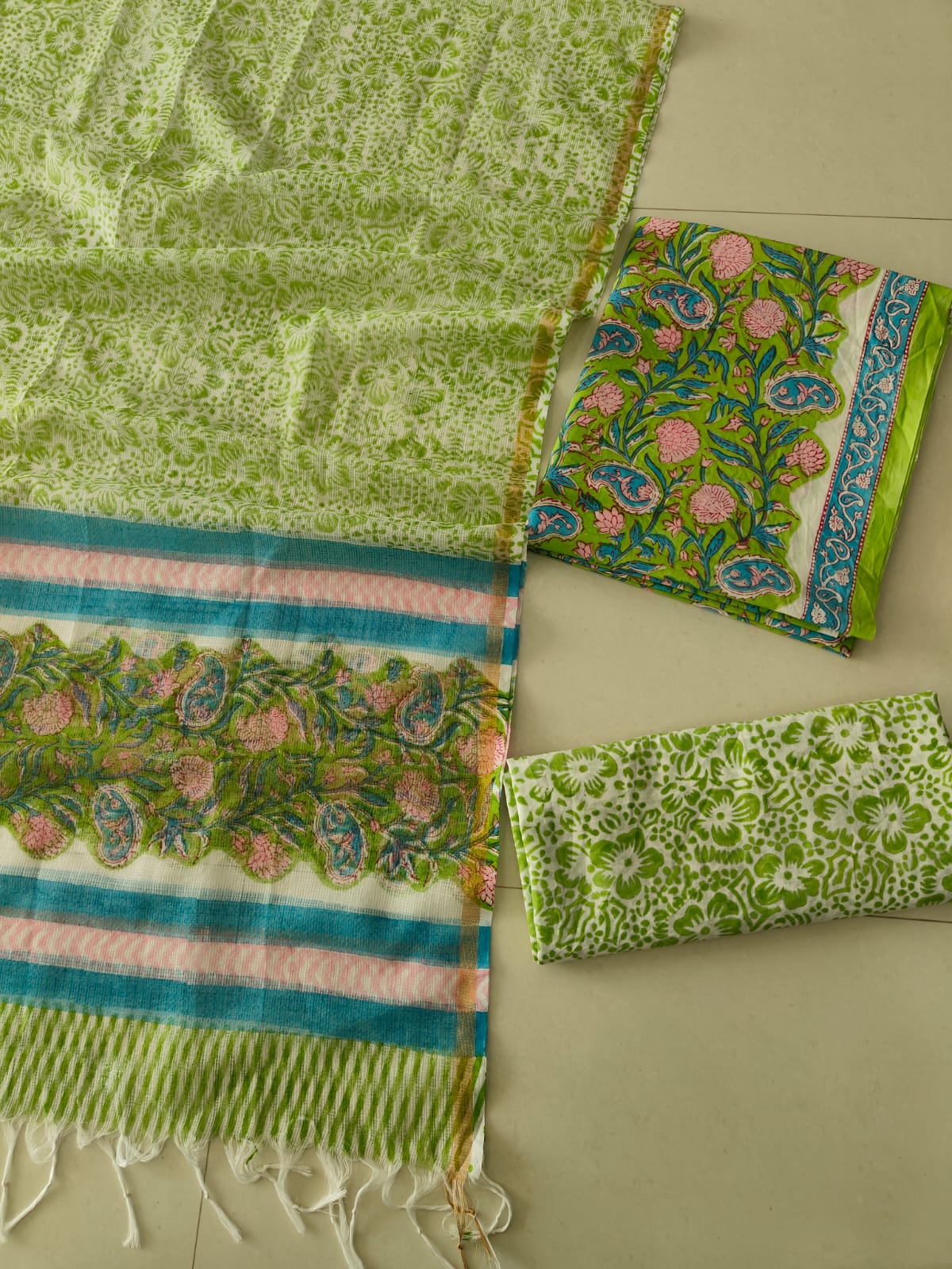 JAIPURI BLOCK PRINTED COTTON SUIT WITH KOTA DUPPATA (CKS179)