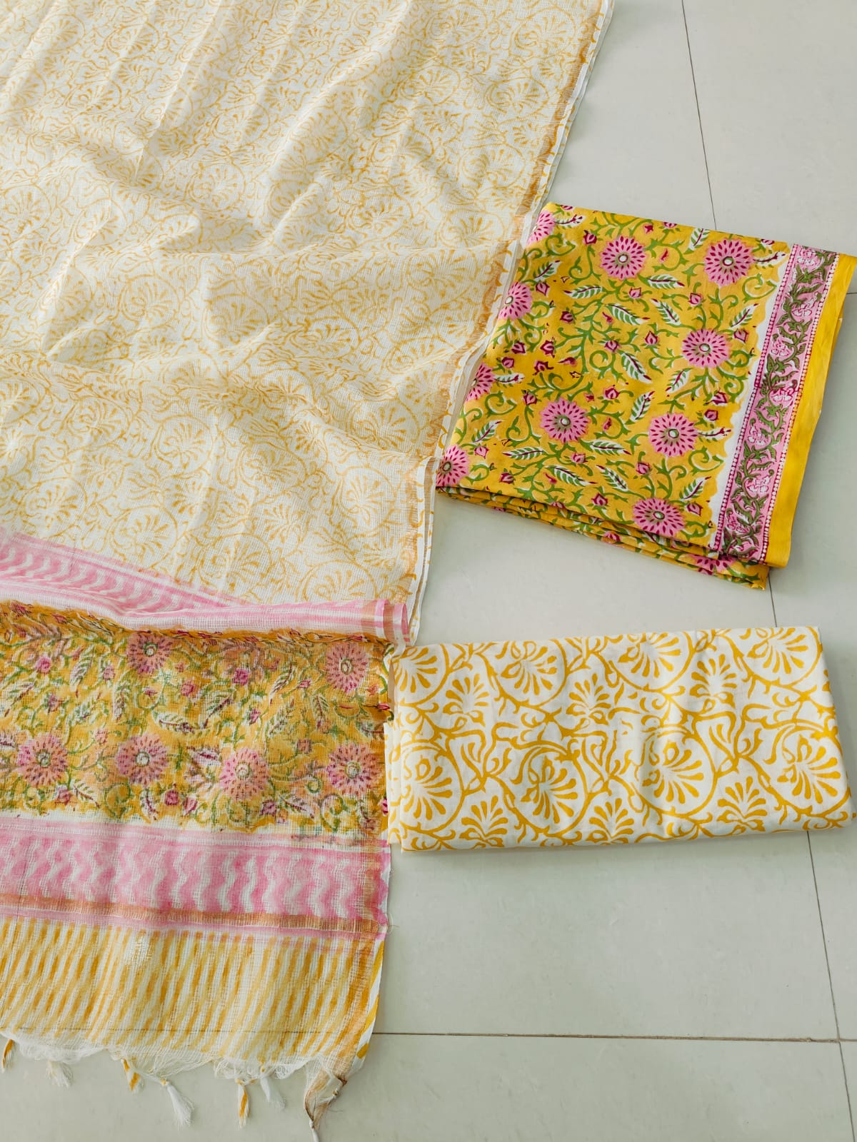 JAIPURI BLOCK PRINTED COTTON SUIT WITH KOTA DUPPATA (CKS180)