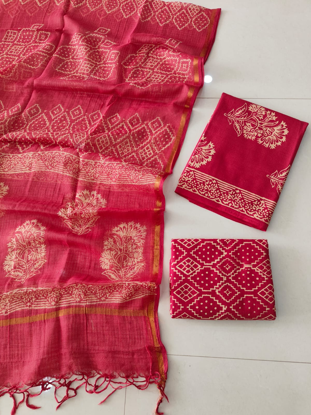 JAIPURI BLOCK PRINTED COTTON SUIT WITH KOTA DUPPATA (CKS186)