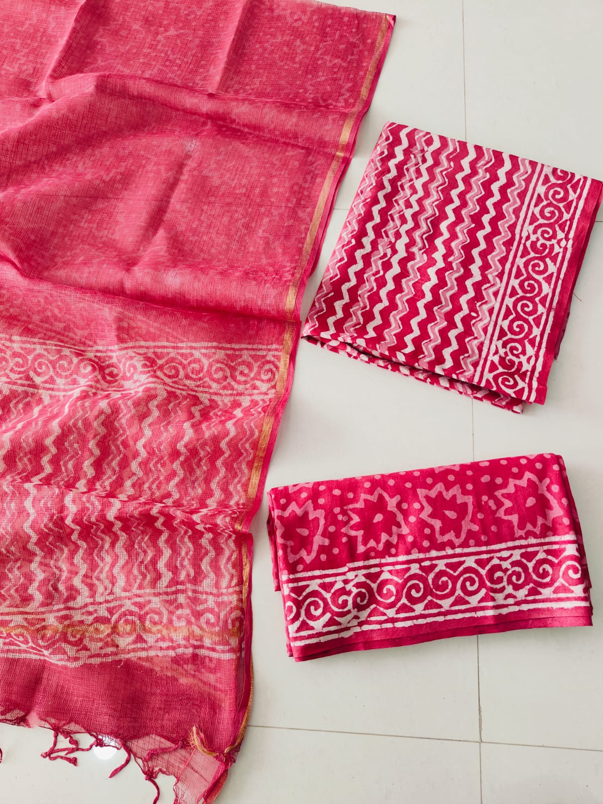JAIPURI BLOCK PRINTED COTTON SUIT WITH KOTA DUPPATA (CKS194)