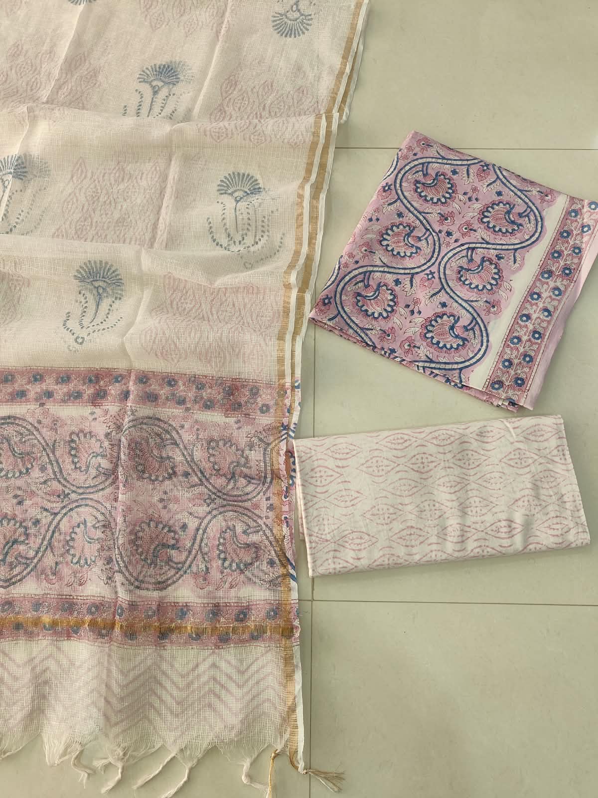 JAIPURI BLOCK PRINTED COTTON SUIT WITH KOTA DUPPATA (CKS197)